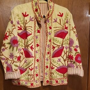 Floral Hand Embroidered Yellow Suzani Jacket